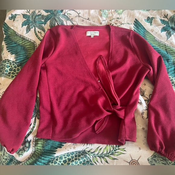 Madewell Texture & Thread Crepe Wrap Top - Picture 2 of 4